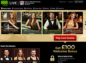 888's live casino page
